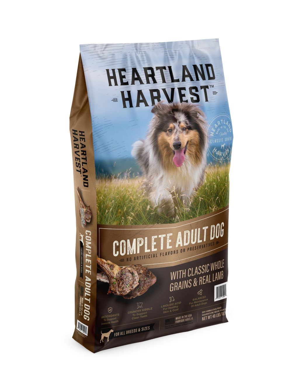 Heartland Harvest Complete Adult Dog with Classic Whole Grains & Real Lamb, 40-Lb