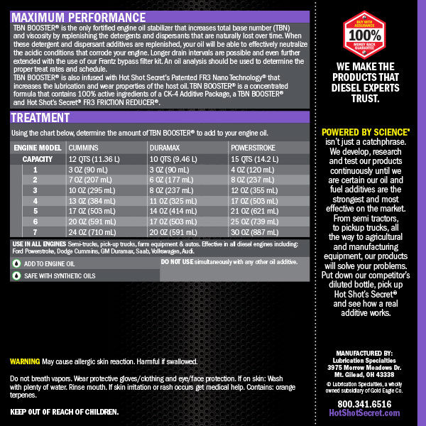 Hot Shot's Secret TBN Booster Fortified Oil Stabilizer + Nano Lubricant, 1-Qt