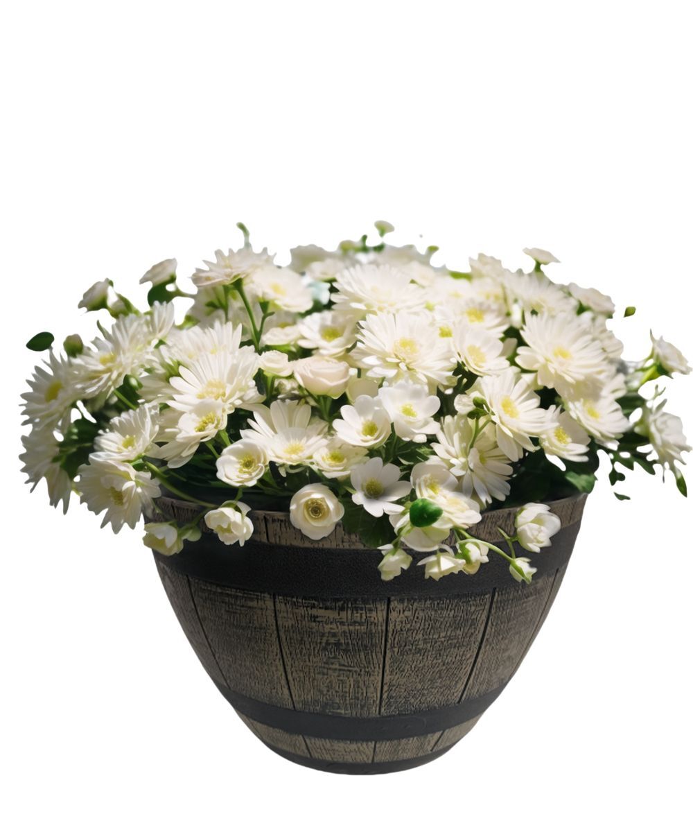 Livingscape Whiskey Barrel Planter, 20-In