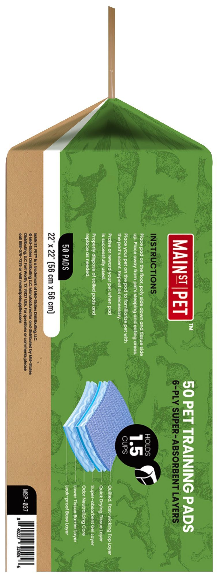 Main St. Pet 22-In x 22-In Pet Training Pads, 50-Pk