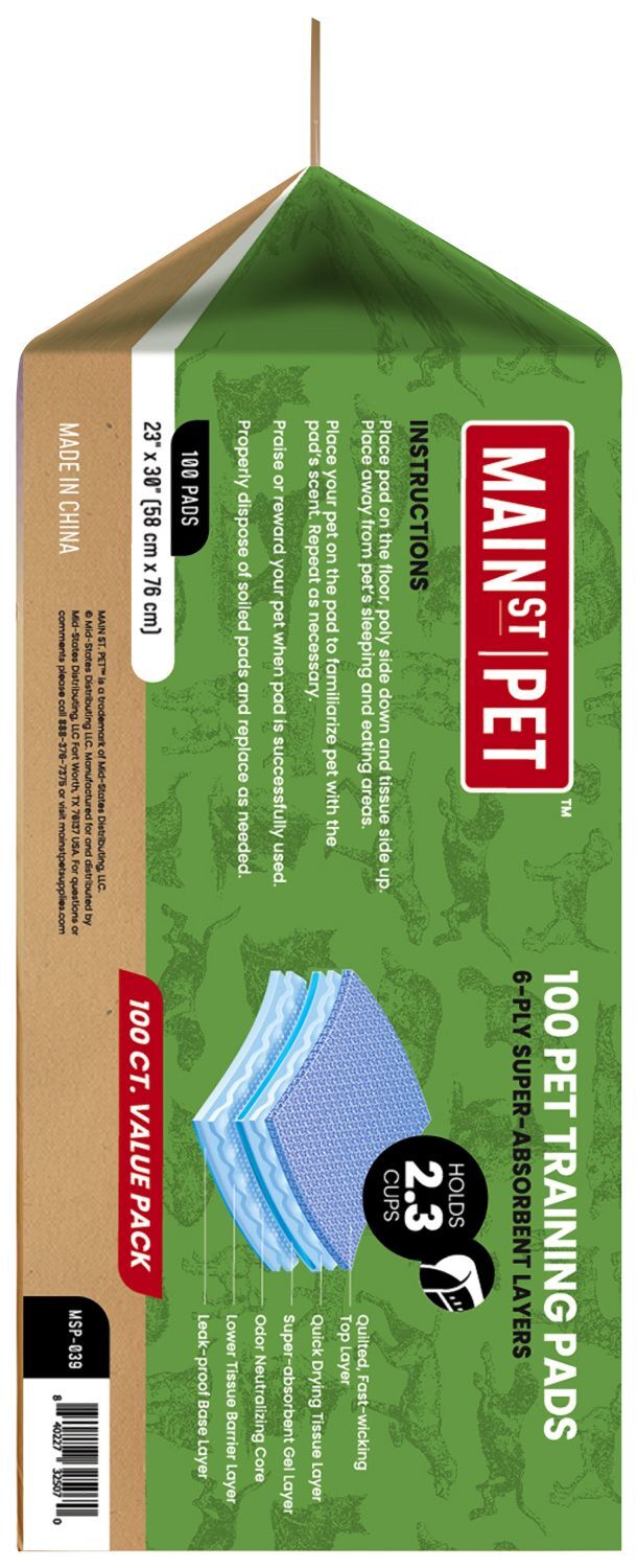 Main St. Pet Extra-Large 23-In x 30-In Pet Training Pads Value Pack, 100-Pk