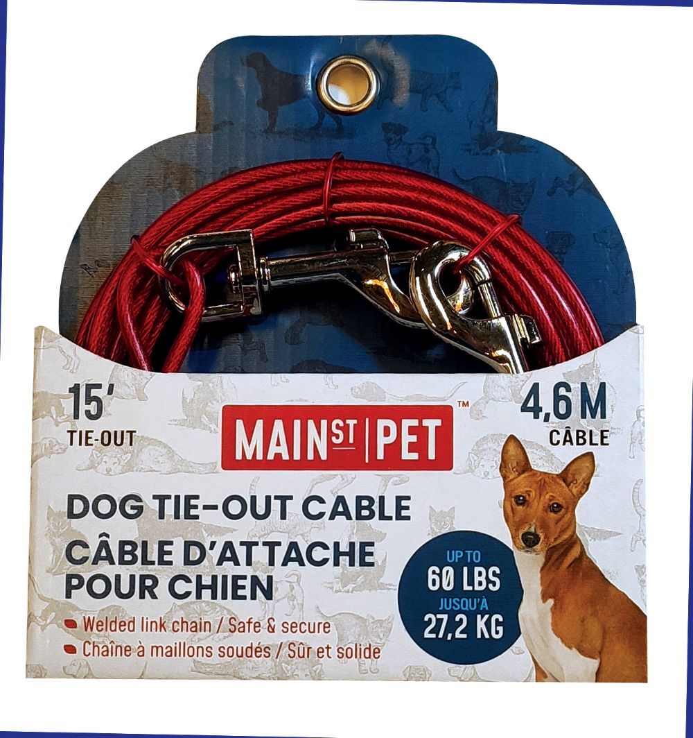Main St. Pet Dog Tie-Out Cable, 15-Ft