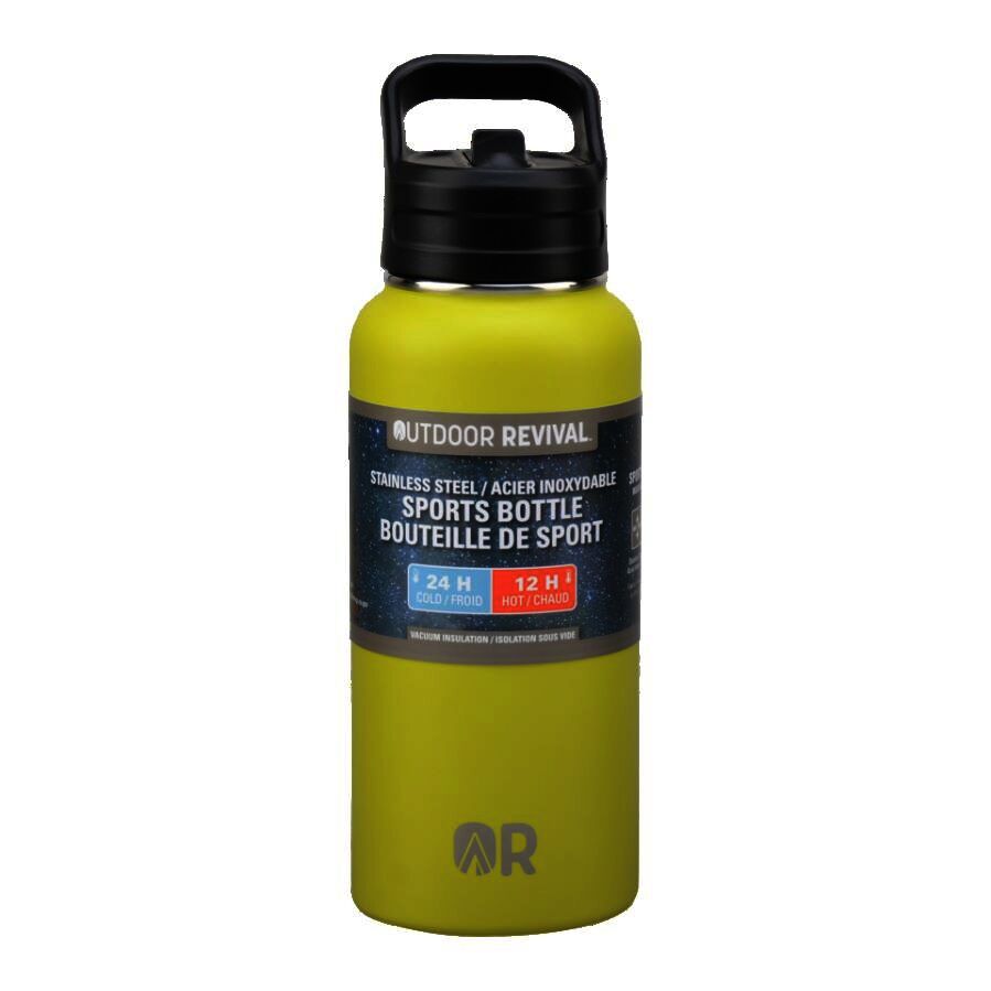 Outdoor Revival Stainless Steel Sports Bottle in Lime Green, 32-Oz