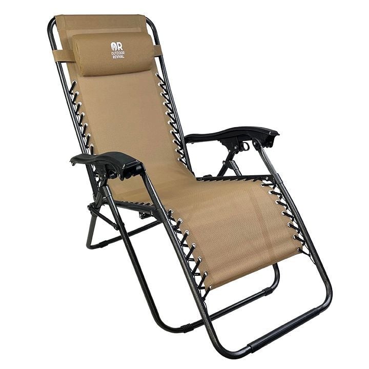 Outdoor Revival Tan Zero Gravity Lounger Chair Camp Chairs