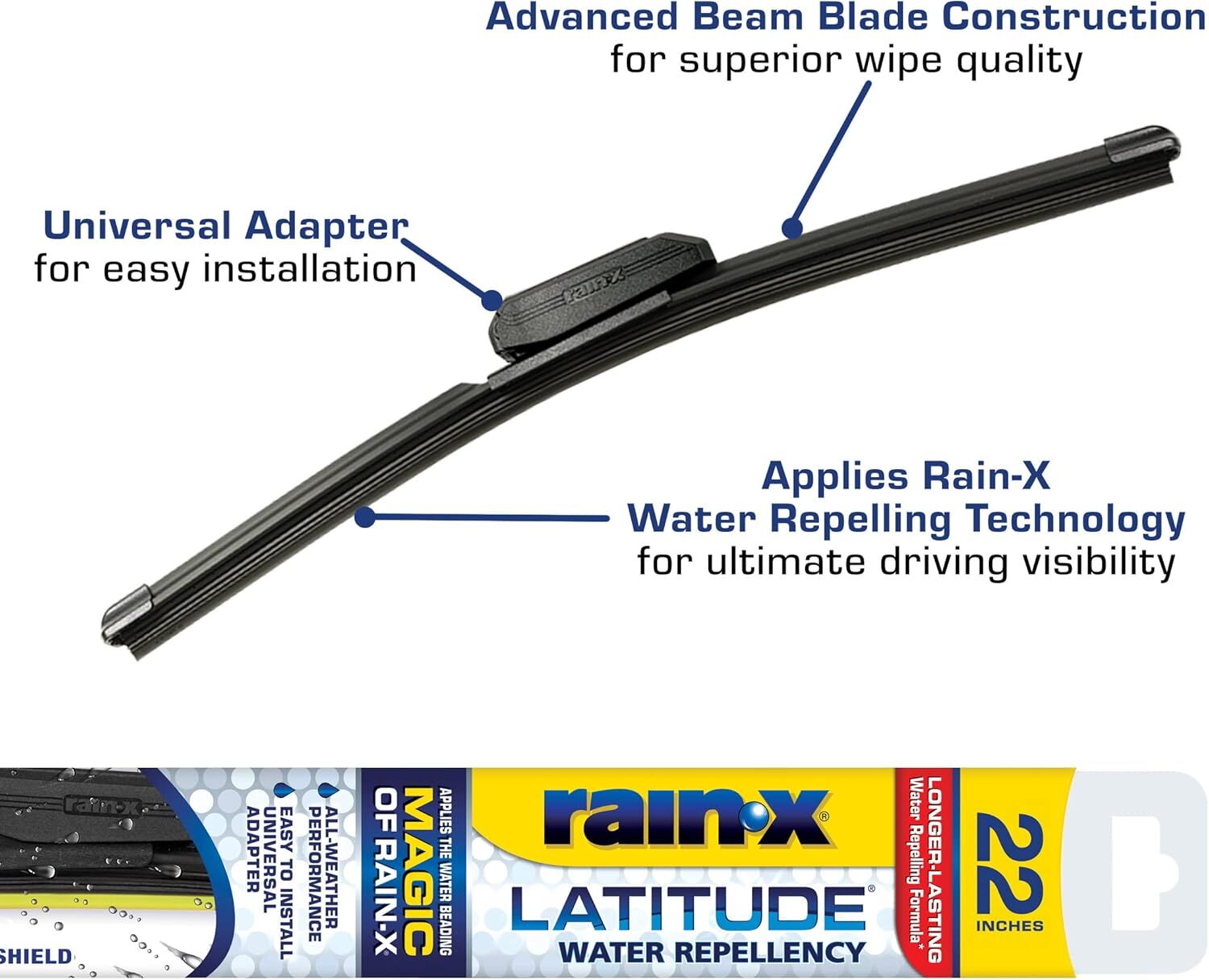 Rain‑X Latitude Water Repellency 2-In-1 Wiper Blade, 22-In