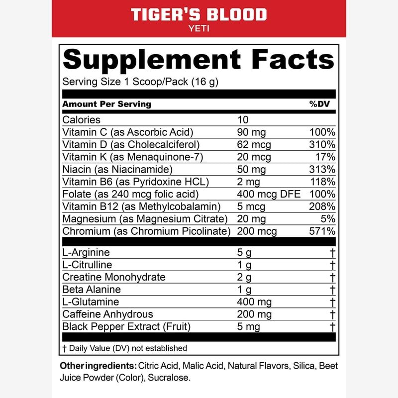 MTN OPS Yeti Supplement, Tiger's Blood Flavor, 16.9-Oz