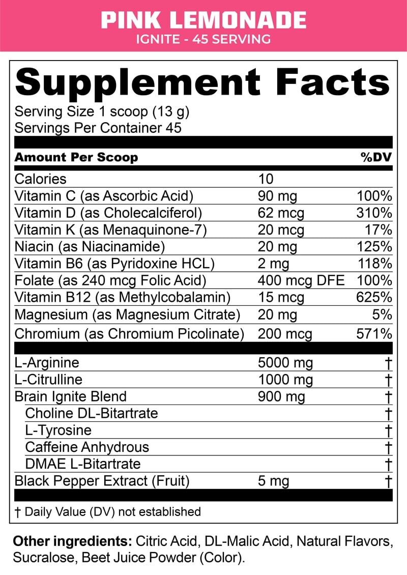 MTN OPS Ignite Supplements Pink Lemonade Flavor, 19.8-Oz