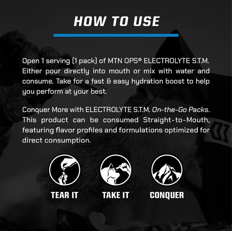 MTN OPS Electrolytes STM Supplements Stick Pack, 30-Ct