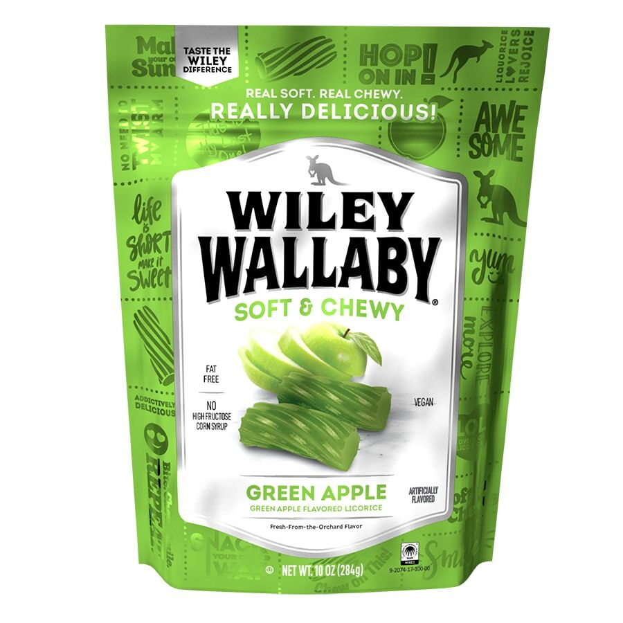 Wiley Wallaby Soft & Chewy Green Apple Licorice, 10-Oz - Candy