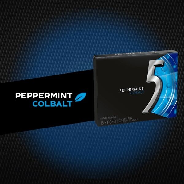 5 Gum Peppermint Gobalt Sugarfree Chewing Gum, 15-Pc