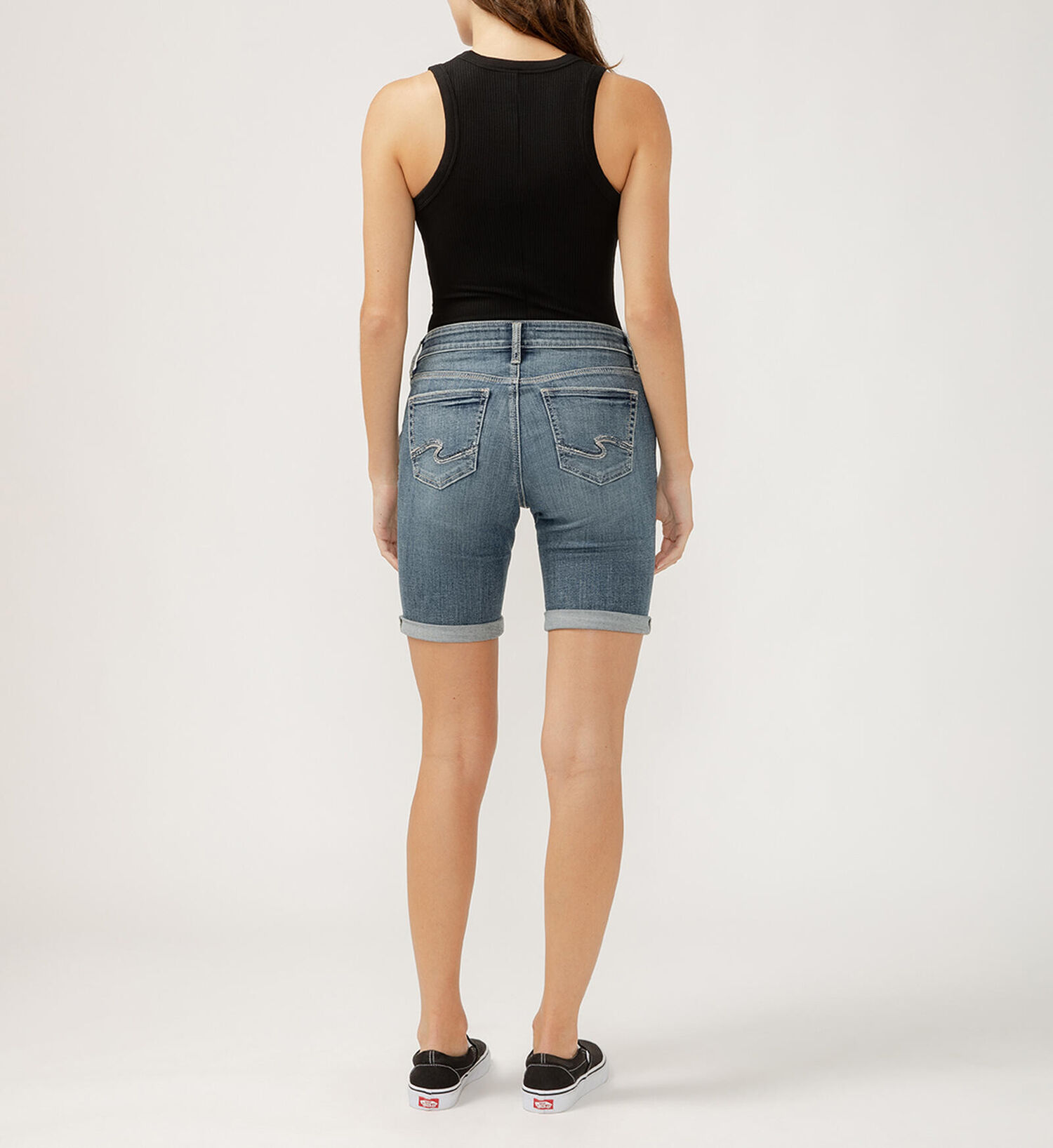 Silver Jeans Co. Women's Elyse Mid Rise Luxe Stretch Bermuda Shorts