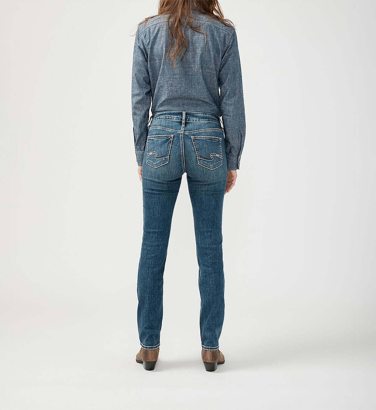 Silver Jeans Co. Women's Suki Mid Rise Straight Leg Luxe Stretch Jeans