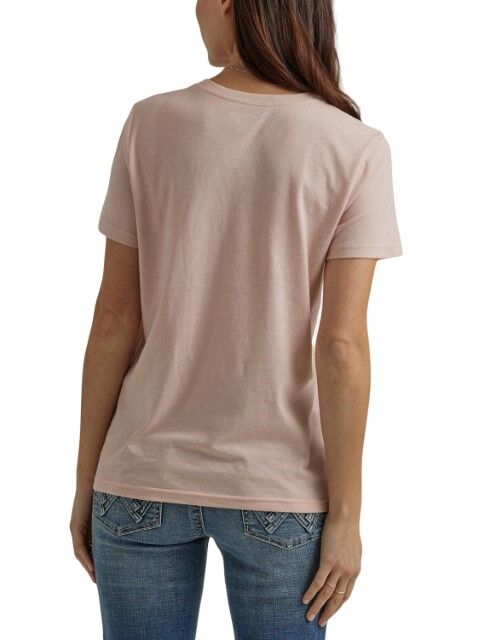 Wrangler Women's Wrangler Rope Logo Regular Fit T-Shirt in Peach Whip Heather