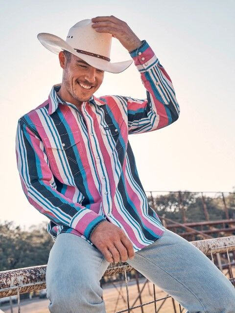 Wrangler Men's Vintage Inspired Brushpopper Western Snap Workshirt