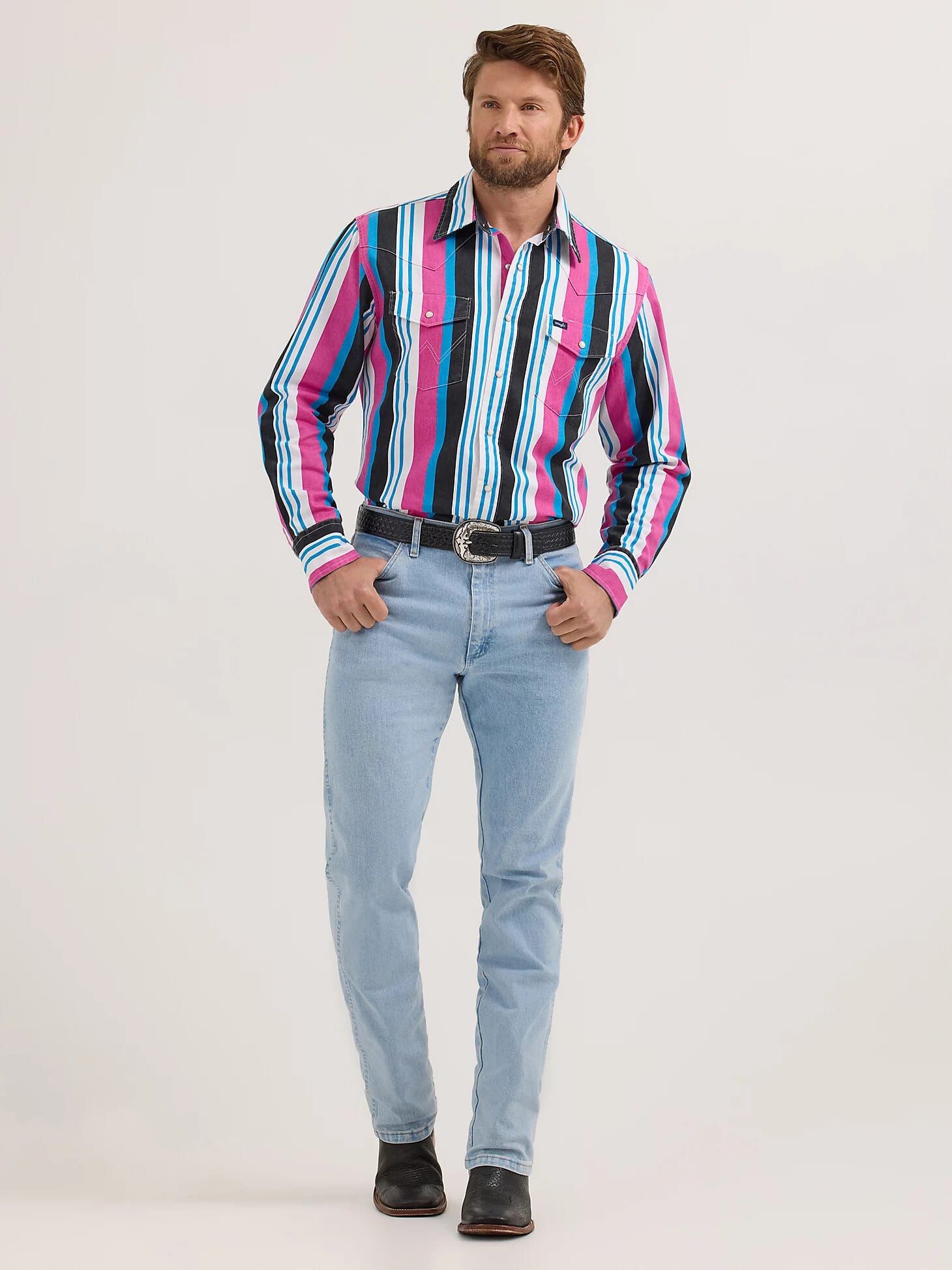 Wrangler Men's Vintage Inspired Brushpopper Western Snap Workshirt