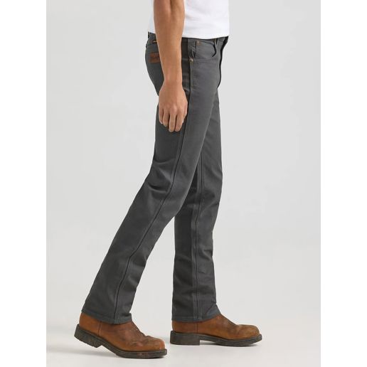 Wrangler Men's Premium Performance Tough Comfort Cowboy Cut Slim Fit Canvas Jean in Grey Pinstripe