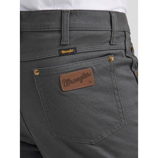 Wrangler Men's Premium Performance Tough Comfort Cowboy Cut Slim Fit Canvas Jean in Grey Pinstripe