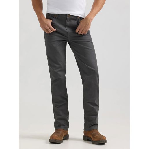 Wrangler Men's Premium Performance Tough Comfort Cowboy Cut Slim Fit Canvas Jean in Grey Pinstripe