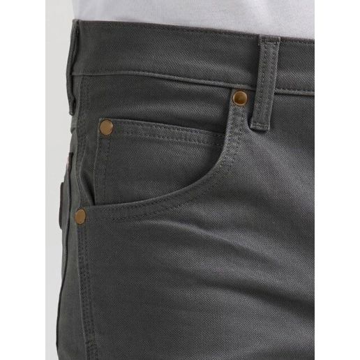Wrangler Men's Premium Performance Tough Comfort Cowboy Cut Slim Fit Canvas Jean in Grey Pinstripe