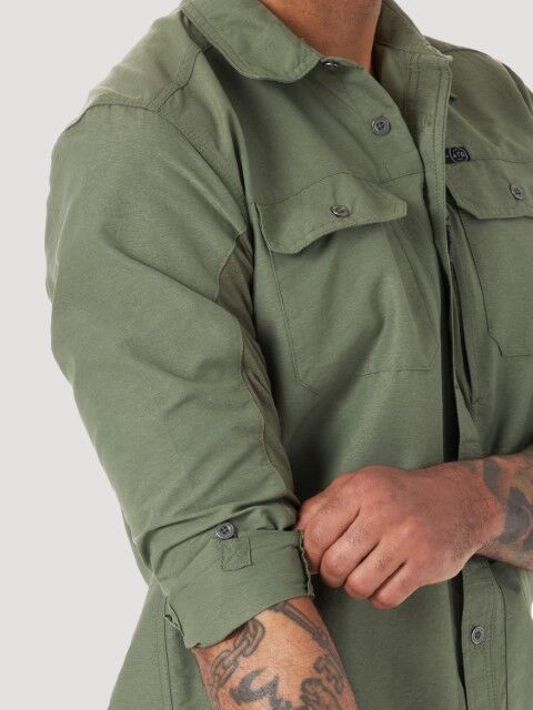 Wrangler Men's Outdoor Mix Material Long Sleeve Shirt