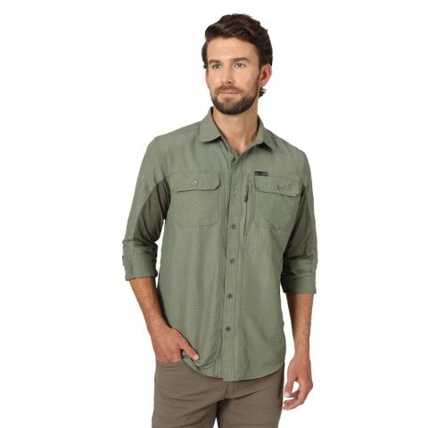 Wrangler Men's Outdoor Mix Material Long Sleeve Shirt