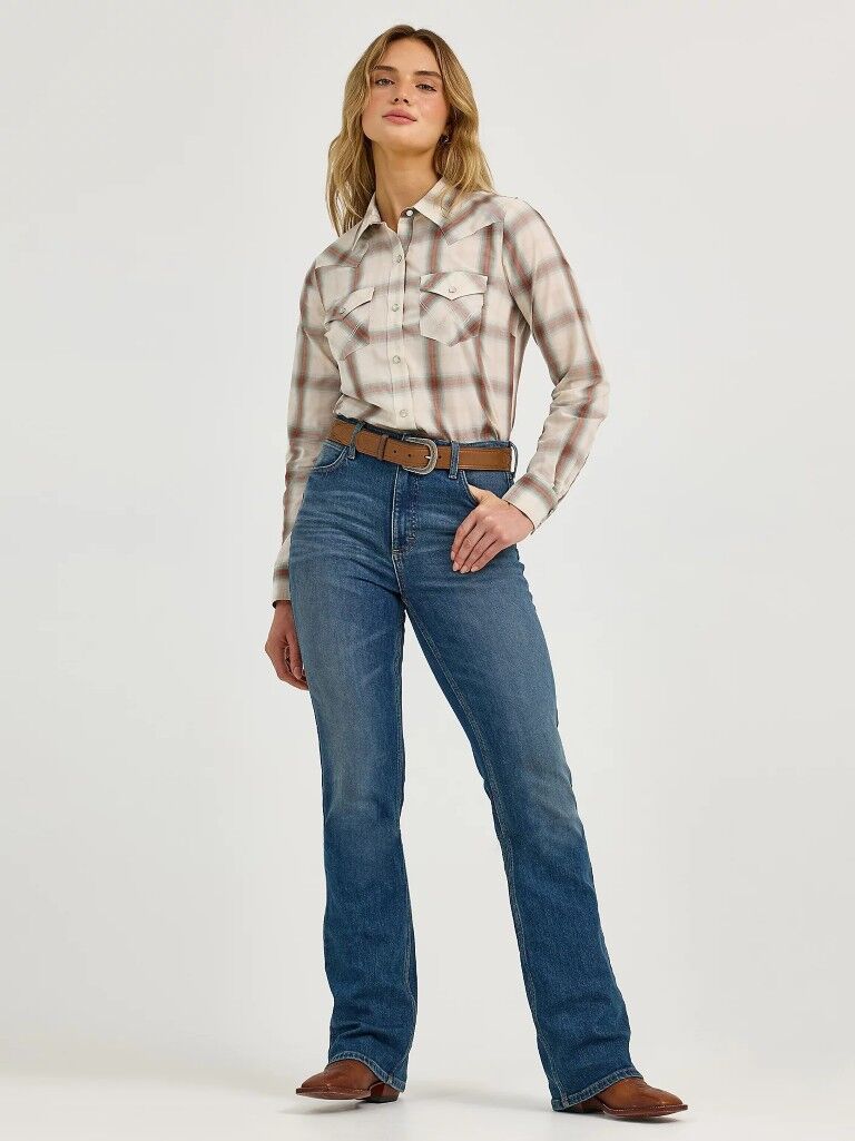 Wrangler Women's Essential Long Sleeve Plaid Western Snap Top