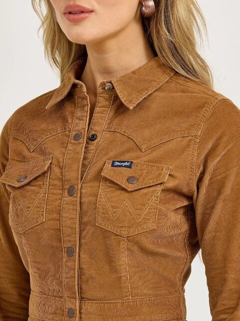 Wrangler Women's Corduroy Western Shirt Dress