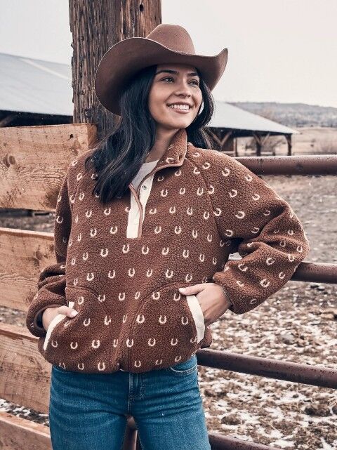 Wrangler Women's Retro Half Snap Sherpa Pullover