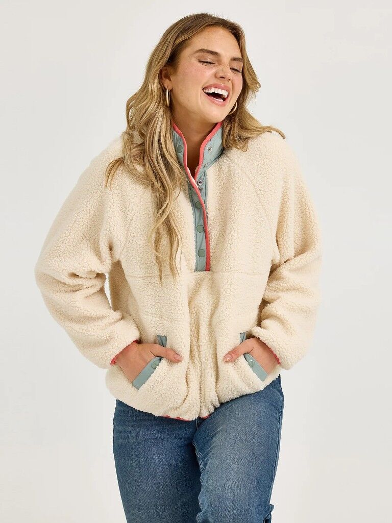 Wrangler Women's Retro Half Snap Sherpa Pullover