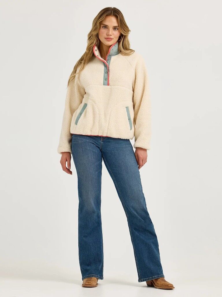 Wrangler Women's Retro Half Snap Sherpa Pullover
