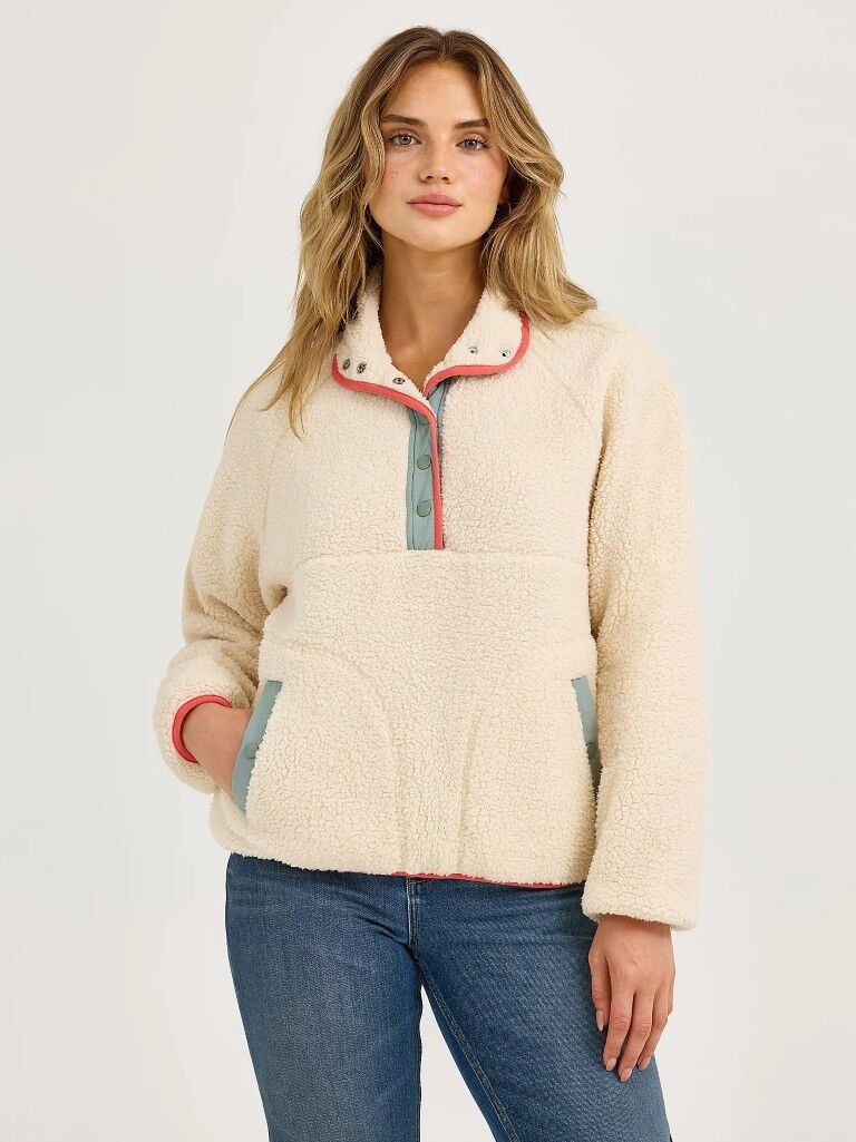 Wrangler Women's Retro Half Snap Sherpa Pullover