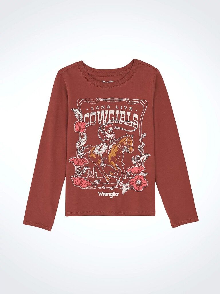 Wrangler Girl's Long Sleeve Western Graphic T-Shirt