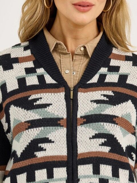 Wrangler Women's Southwestern Full Zip Cardigan Sweater