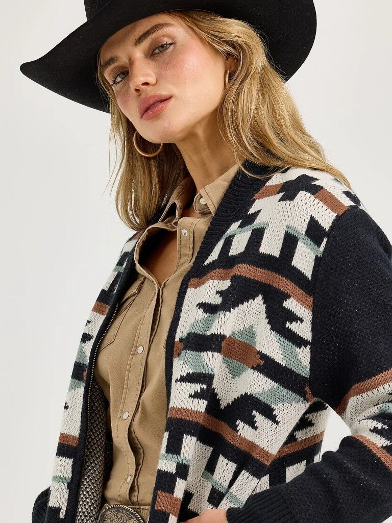 Wrangler Women's Southwestern Full Zip Cardigan Sweater