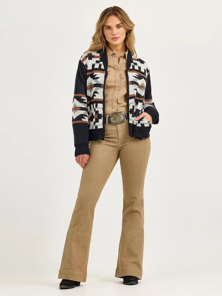 Wrangler Women's Southwestern Full Zip Cardigan Sweater