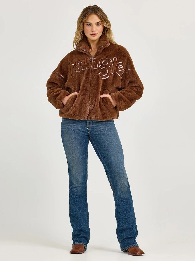 Wrangler Women's Logo Fuzzy Zip Jacket