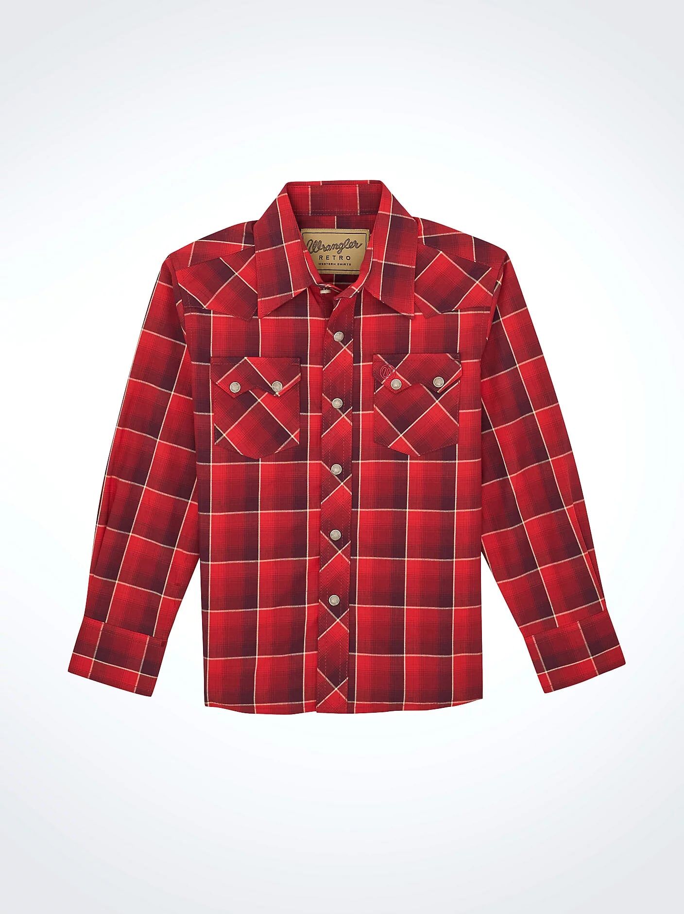 Wrangler Boy's Retro Western Snap Plaid Shirt With Front Sawtooth Pockets