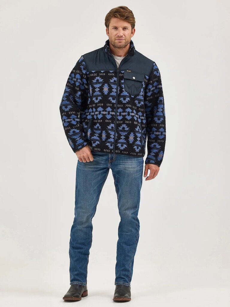 Wrangler Men's Zip Front Lightweight Ripstop Yoke Sherpa Jacket