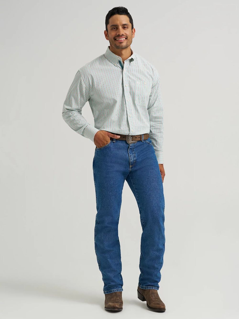 Wrangler Men's George Strait Long Sleeve Button Down One Pocket Shirt