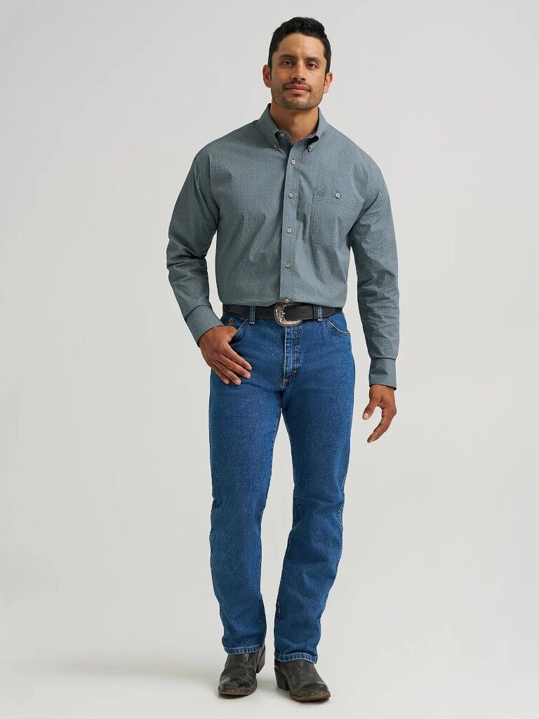 Wrangler Men's George Strait Long Sleeve Button Down One Pocket Shirt