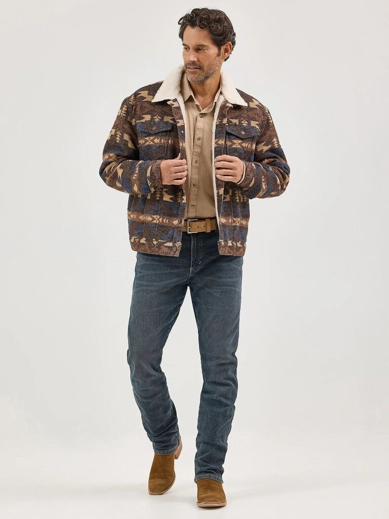 Wrangler Men's Sherpa Lined Jacquard Print Jacket