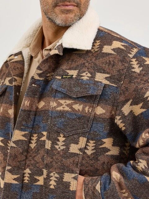Wrangler Men's Sherpa Lined Jacquard Print Jacket
