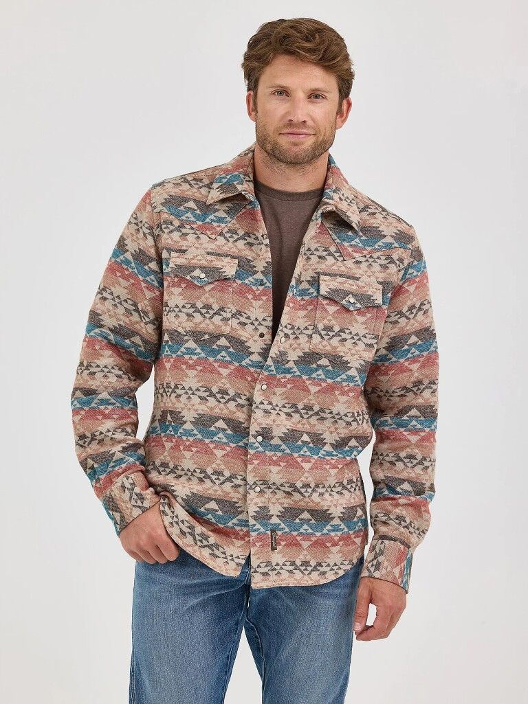 Wrangler Men's Retro Premium Jacquard Snap Shirt Jacket