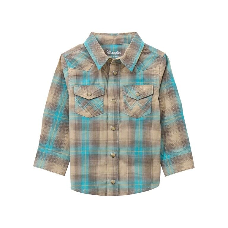 Wrangler Boy's Long Sleeve Plaid Western Snap Shirt