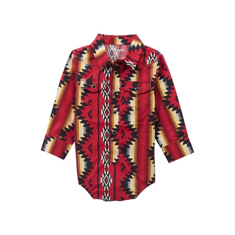 Wrangler Boy's Long Sleeve Checotah Western Snap Bodysuit