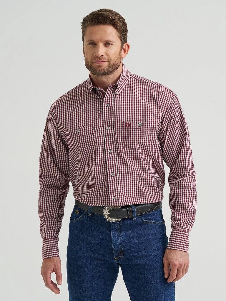 Wrangler Men's George Strait Long Sleeve Button Down Two Pocket Shirt