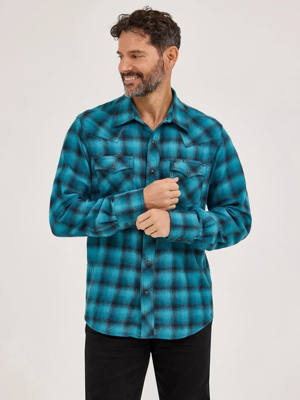 Wrangler Men's Retro Long Sleeve Flannel Western Snap Plaid Shirt