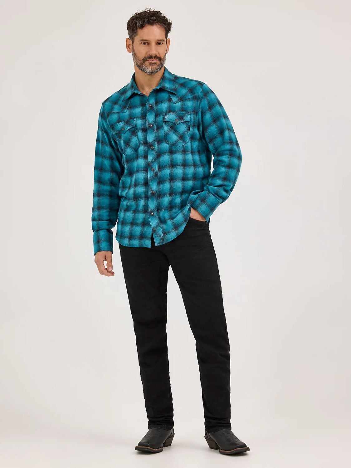 Wrangler Men's Retro Long Sleeve Flannel Western Snap Plaid Shirt
