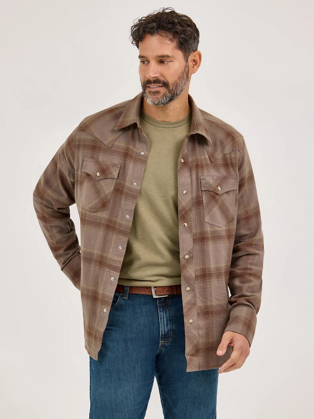 Wrangler Men's Retro Long Sleeve Flannel Western Snap Plaid Shirt