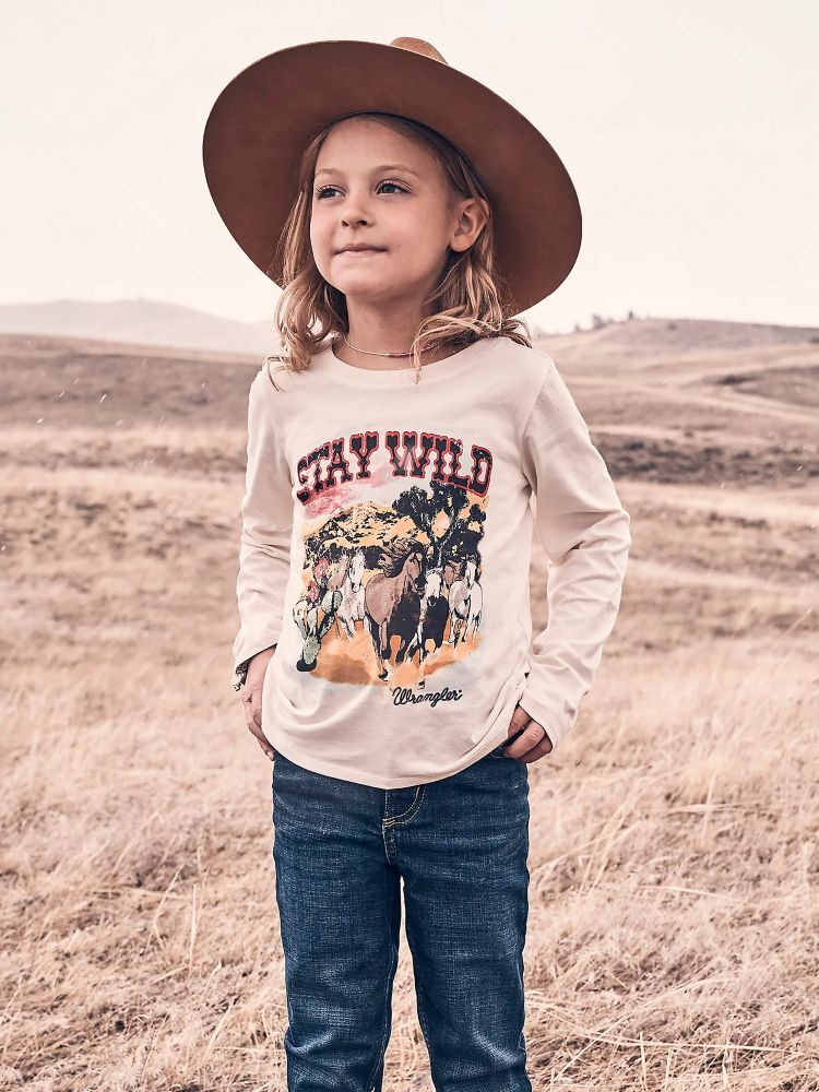 Wrangler Girl's Long Sleeve Western Graphic T-Shirt